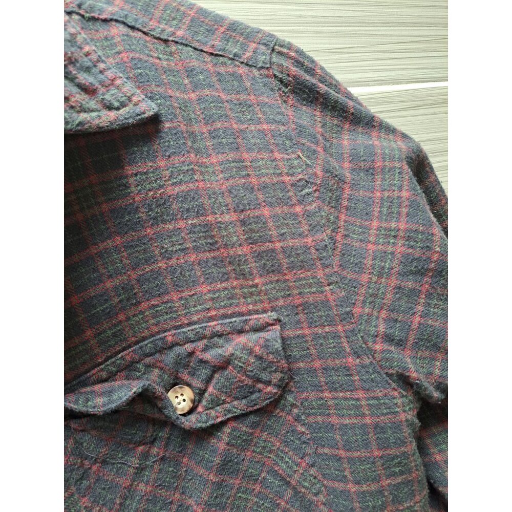 Vtg Plaid Quilted Flannel Jacket Blue & Red Cotton Men's M Shacket Winter Grunge - Picture 3 of 11